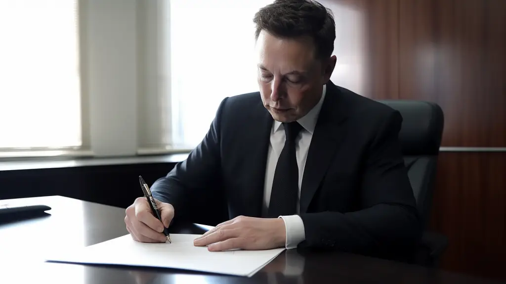 Midjourney 5 prompt: /imagine prompt:Elon Musk signing a document --v 5 --ar 16:9
